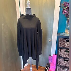 We The Free Black Asymmetrical Cowl Neck Asymmetrical Flowy Top